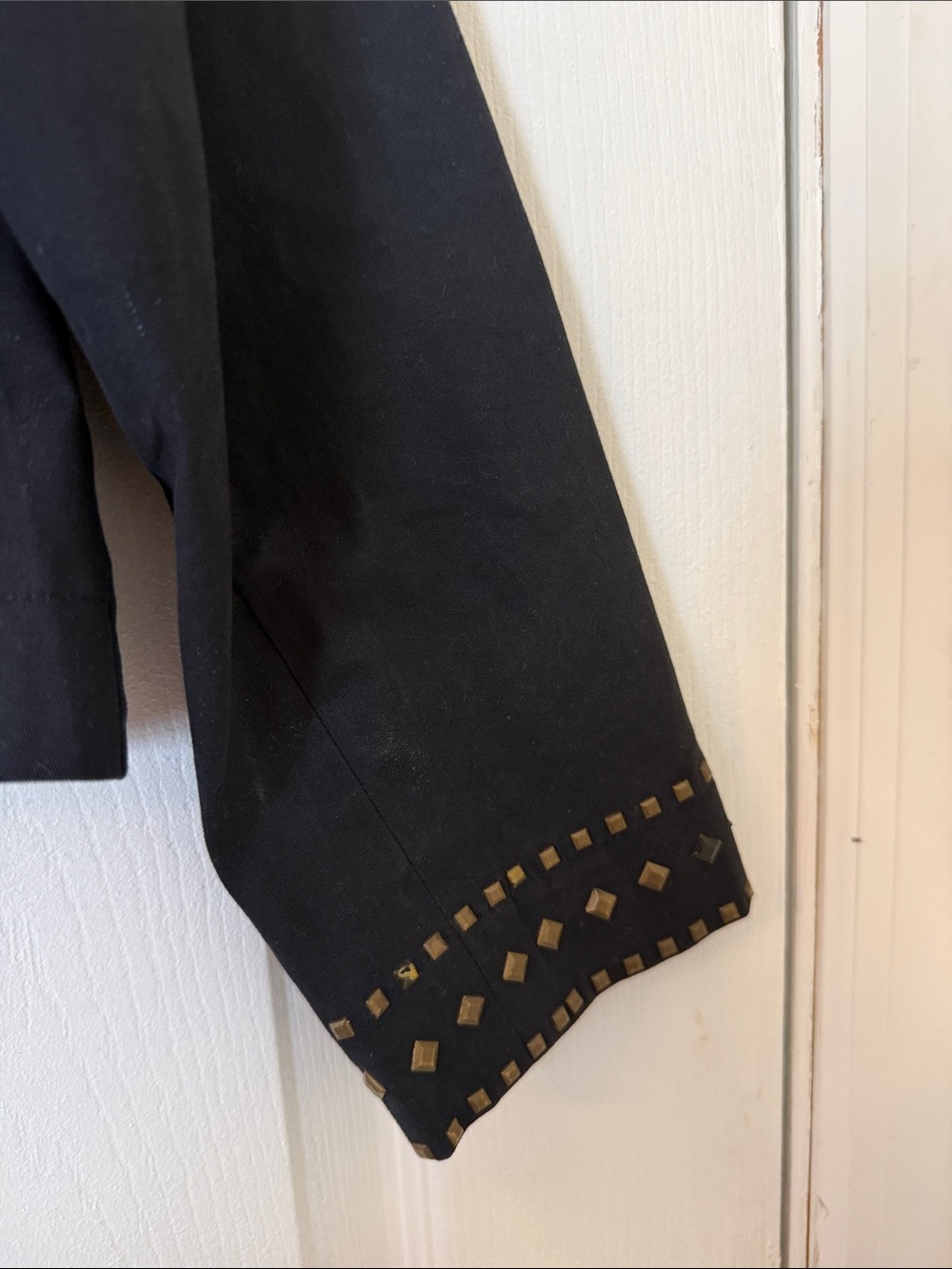 IRA Black Studded Zip Front Jacket Cotton Blend Bronze Studded Size PM - Picture 9 of 12